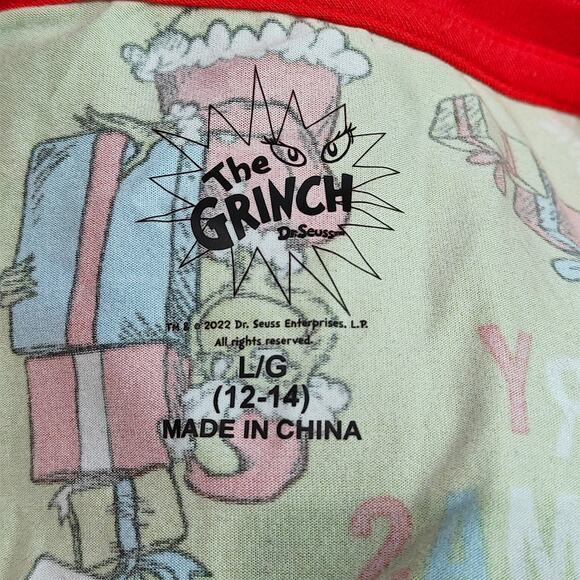 Dr Seuss The Grinch Holiday Pajama Set Green Red Womens Large - Picture 4 of 9